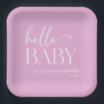 Pink Minimalistisch Hello Baby Dusche Pappteller<br><div class="desc">Das sind Pink Minimal Minimalistisch Hello Baby Duwer Paper Teller!</div>