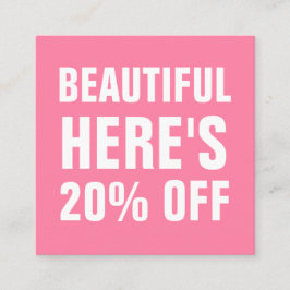 Pink minimalistisch modern rabattkarte