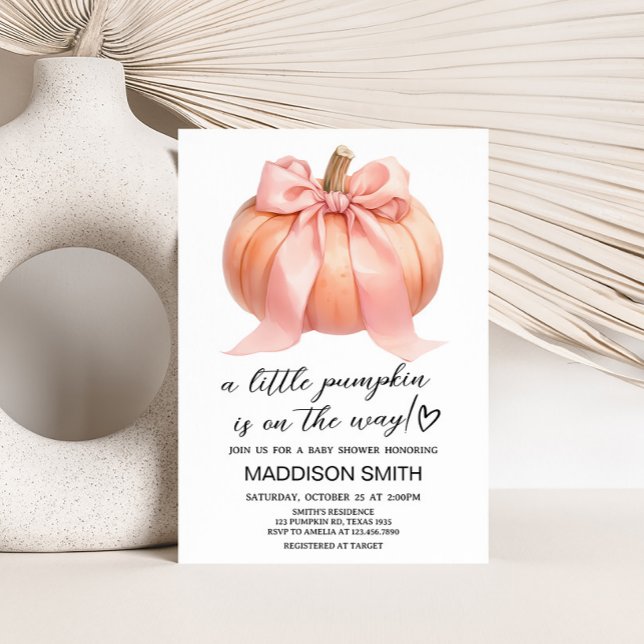 Pink Minimalistisch Pumpkin Baby Dusche Einladung (Minimalist Pumpkin Baby Shower Invitation)