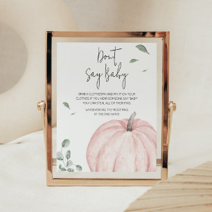 Pink Minimalistisch Pumpkin Baby Dusche Say Baby n Poster