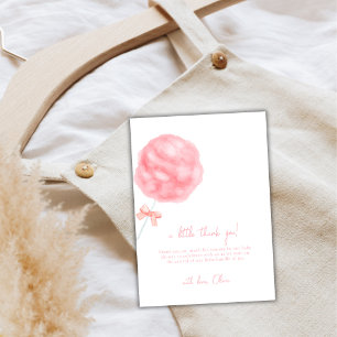 Pink Minimalistisch Sweet Bow Cotton Candy Baby Du Dankeskarte