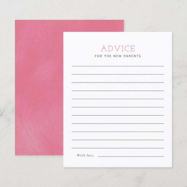 Pink Minimalistische Babyduschkarte (Vorne/Hinten)