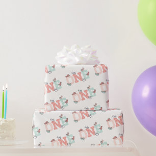 Pink & Mint Babyente Ein Foto Mädchen 1. Geburtst Geschenkpapier