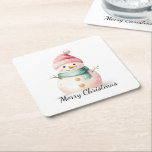 Pink Mint Christmas Snowman Rechteckiger Pappuntersetzer<br><div class="desc">Pink Mint Christmas Snowman</div>