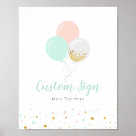 Pink, Mint & Gold Baby Dusche Individuelles Party  Poster