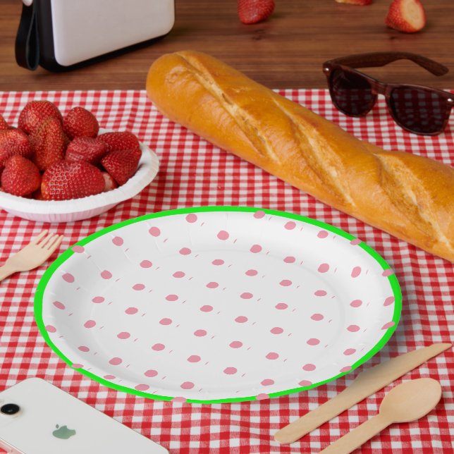 Pink Mint Green Geometric Polka Dots Pappteller (Picknick)