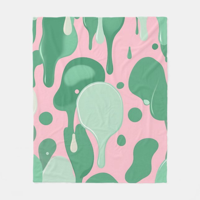 Pink Mint Green Melting Drip Pattern Abstract  Fleecedecke (Vorderseite)