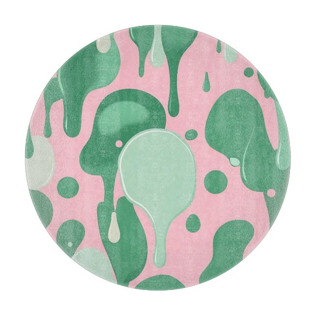 Pink Mint Green Melting Drip Pattern Abstract  Schneidebrett (Vorderseite)