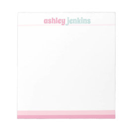 Pink & Mint Modern Name Minimalist Notepad Notizblock