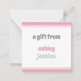 Pink & Mint Modern Name Square Gift Tag Mitteilungskarte