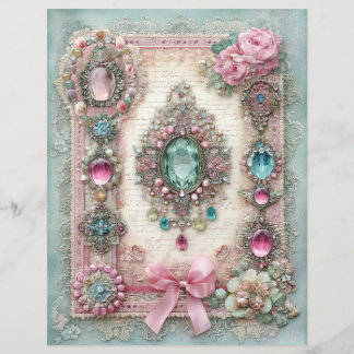 Pink Mint Vintage Junk Journal Scrapbook Paper