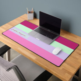 Pink Minze Green Lila Stripes Muster Name Schreibtischunterlage