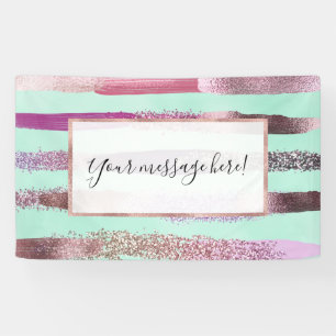 Pink Minze Grünnagel Polnischer Glitzer Pinselstri Banner