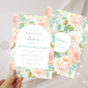 Pink Minze Peony Floral Boho Arch Brautparty Einladung