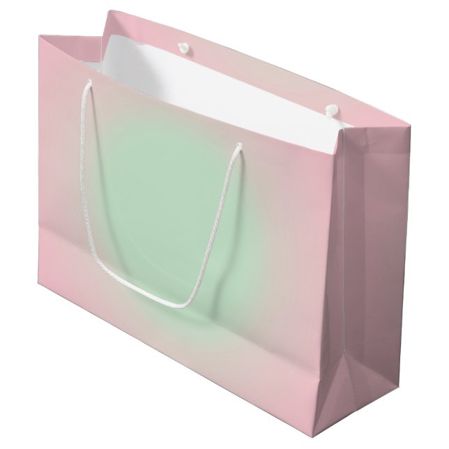 Pink Minze Vintag Ombre Gradient Aura Große Geschenktüte (Vorderseite Schrägansicht)
