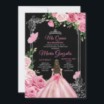 Pink Mis Quince 15 Anos Butterfly Silver Crown Einladung<br><div class="desc">Quinceañera Black Pink Butterfly Silver Crown Einladung Mis Quince 15 Anos,  16. Geburtstag, </div>
