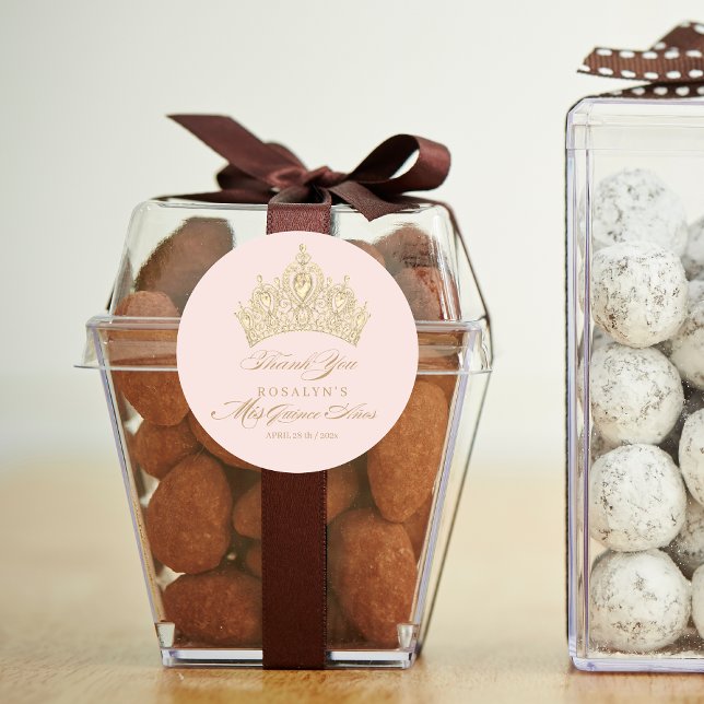 Pink Mis Quince Anos Gold Tiara Sticker (Von Creator hochgeladen)