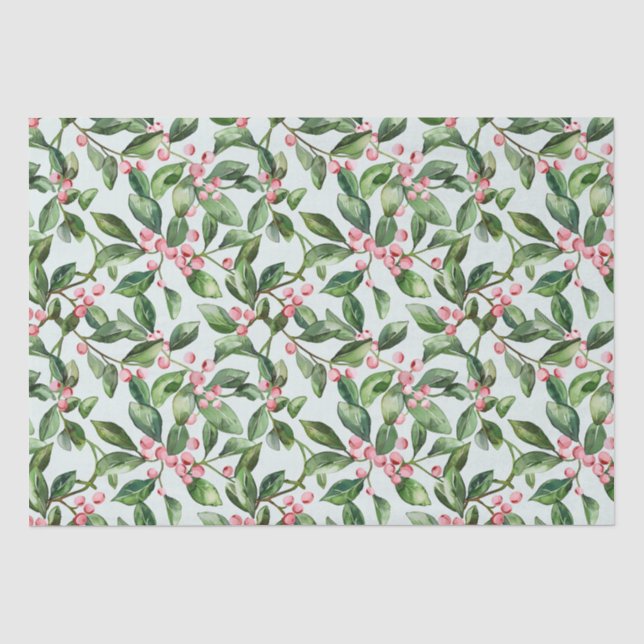 Pink Mistletoe Vintage Weihnachtscreme Seidenpapier (Vorderseite)