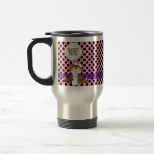 Pink mit Black Polka Dots Girl Teddy Bear Reisebecher