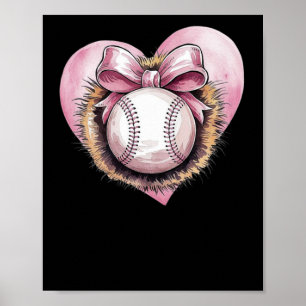 Pink mit Bow und Herz - Niedliche Softball-Ästheti Poster