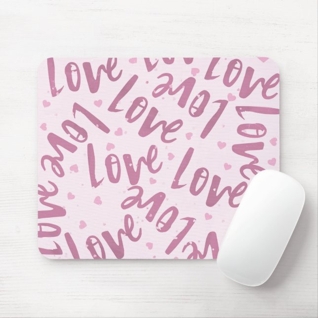 PINK MIT HAND DRAWN RANDOM-LIEBE MOUSEPAD (Mit Mouse)