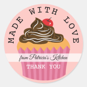 Pink mit Liebe Danke aus der Küche von Runder Aufkleber