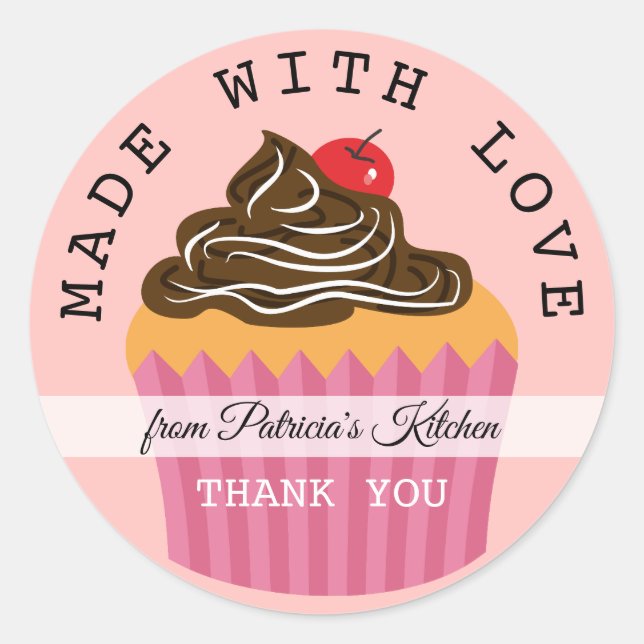 Pink mit Liebe Danke aus der Küche von Runder Aufkleber (Vorderseite)