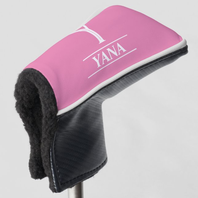 Pink Mit Monogramm Putter Golf Head Cover Headcover (3/4 Vorderseite)