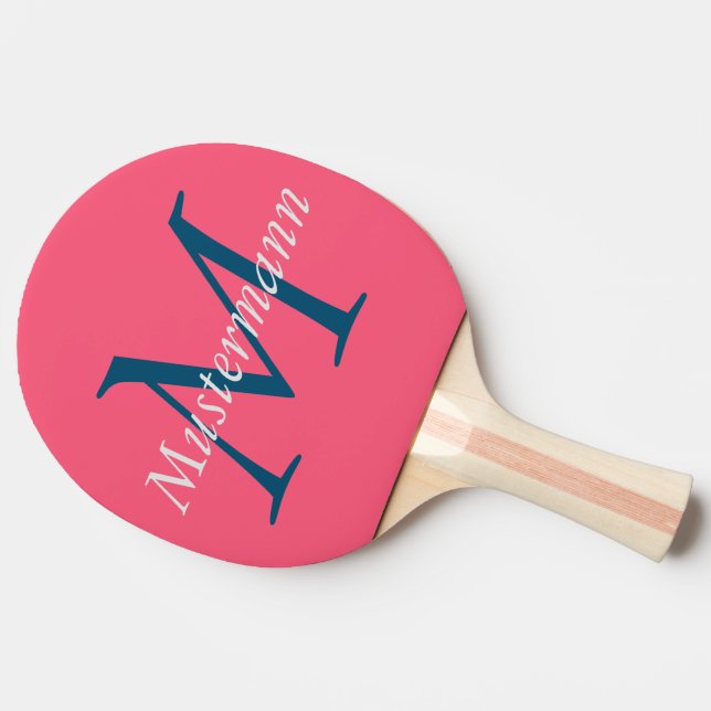 Pink mit Monogramm Tischtennis Schläger (Seitenansicht)