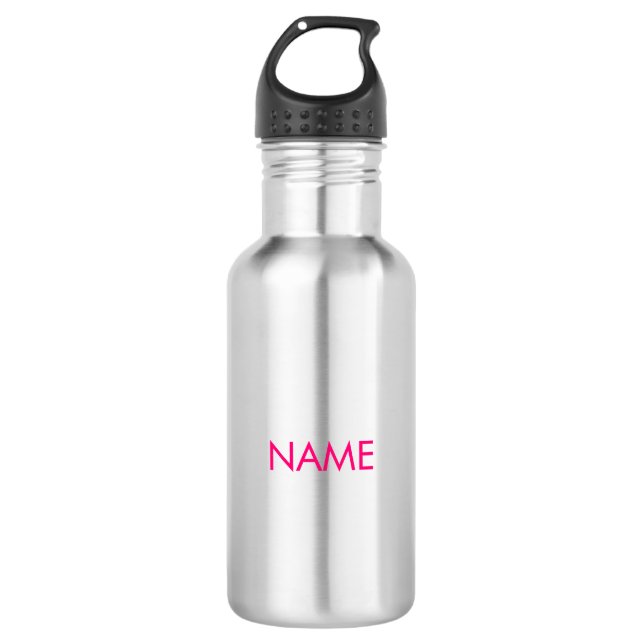 Pink mit Namen, minimalistisch fuchsia pink anpass Edelstahlflasche (Vorderseite)