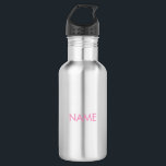 Pink mit Namen, minimalistischem Text Edelstahlflasche<br><div class="desc">Mit Namen, Text minimalistisch rosa Edelstahl-Wasserflasche</div>