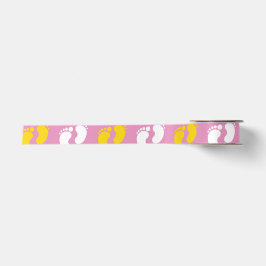 PINK MIT WEISSEN & GELBEN BABYFÜTTEN SATINBAND