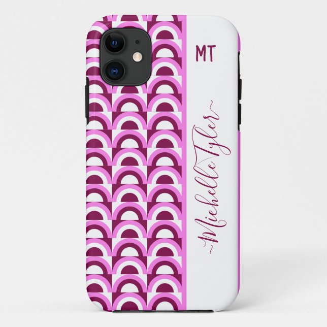 Pink Mitte des Jahrhunderts psychedelisches Muster Case-Mate iPhone Hülle (Rückseite)