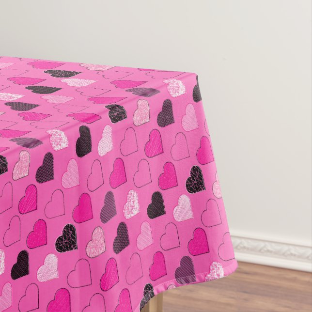 Pink Mitte Jahrhundert Moderne Herzen Tischdecke (Beispiel)