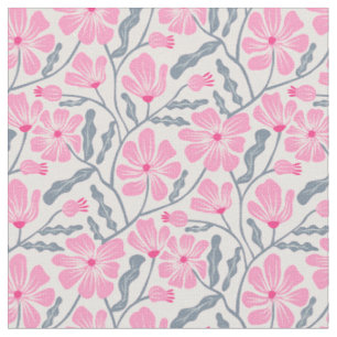 Pink Mitte Jahrhundert Modernes Blumenmuster Stoff