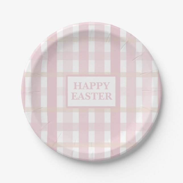 Pink Mix Plaid Pappteller (Vorderseite)