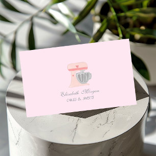Pink Mixer Herz Elegant, Süßigkeiten Bäckerei Visitenkarte