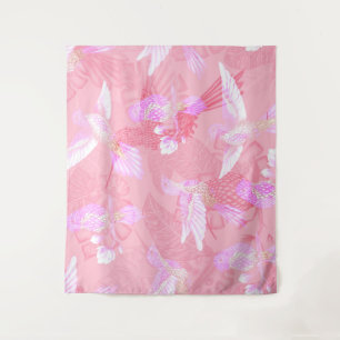 Pink Mockingbird Chinoiserie Muster Wandteppich