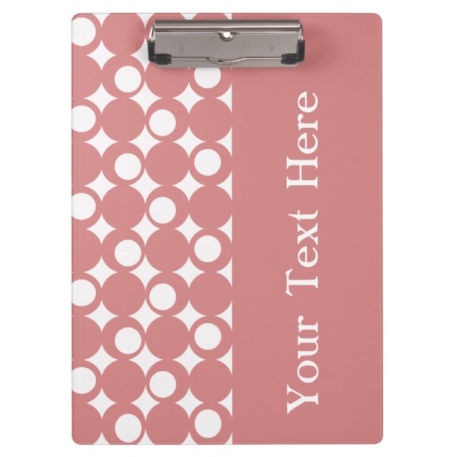 Pink Mod Ball Design mit benutzerdefiniertem Text Klemmbrett (Vorderseite)
