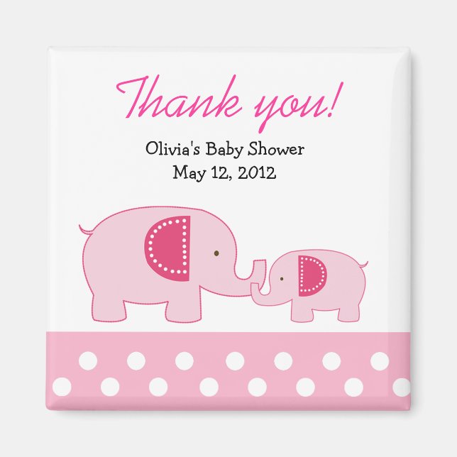 Pink Mod Elephants Trendy Dschungel Favor Magnet (Vorne)