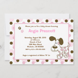 Pink Mod Puppy 12x18 Baby Dusche Einladungen