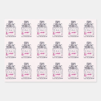 Pink Mode Parfüm Flasche Wasserfarbe niedlich Geschenkpapier Set