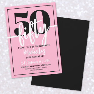 Pink Modern 50. Geburtstagsparty Einladung