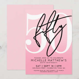 Pink Modern 50th Birthday Einladung