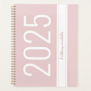 Pink Modern Bold Simple Stripe Personalisiert 2025 Planer