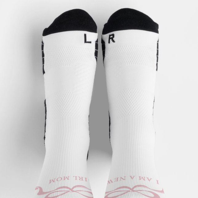 Pink Modern Bows Retro New Mom Baby Girl  Socken (Oben)