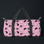 Pink Modern buchhalterisch Bibliophile Buchmuster Duffle Bag<br><div class="desc">Minimalistische schwarz-weiß moderne Buch gemusterte Duffle-Tasche. Geschenk für Buchliebhaber, bibliophile. Wohngestaltung buchen. Kreative, moderne, trendige Geschenke für Leser von Büchern</div>