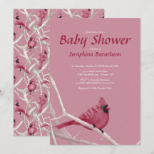 Pink Modern Christmas Kardinal Bird Baby Dusche