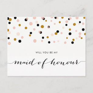 Pink Modern Confetti werden Sie meine Trauzeugin s Einladungspostkarte
