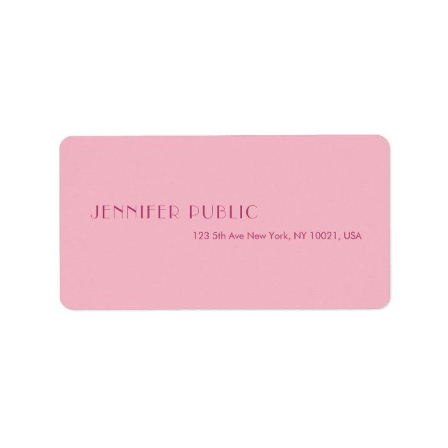Pink Modern Creative Minimalistisch Template Addre Adressaufkleber (Vorne)